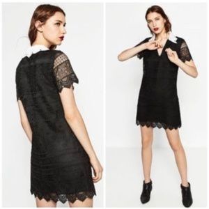 Zara Black Lace Crochet Guipuire Dress ladies size small
